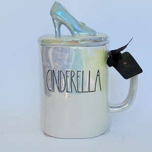 Rae Dunn NEW Disney Princess Iridescent Cinderella‎ Glass Slipper Topper Lid Mug